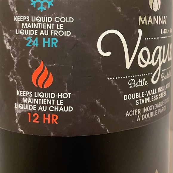 Manna Vogue 25 OZ Water Bottle Black Double Insulation 18/8 Stainless Steel - Picture 7 of 11